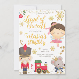 Gold Nutcracker Land of Sweets Birthday Invitation