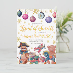 Gold Nutcracker Toys Birthday Invitation