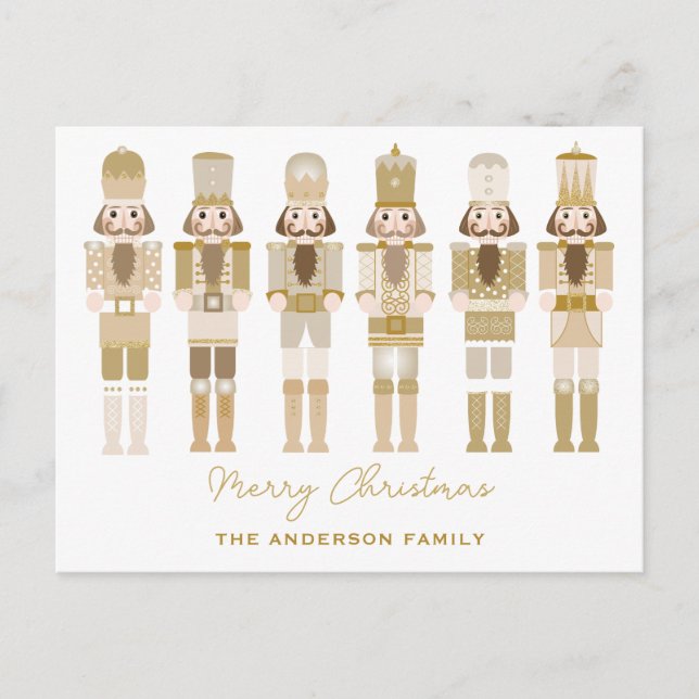 GOLD NUTCRACKERS CHRISTMAS  POSTCARD (Front)