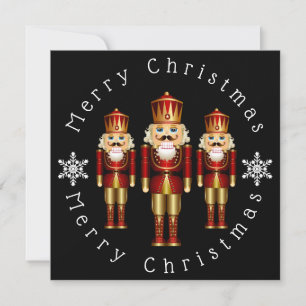 Gold Nutcrackers Personalise Christmas Card