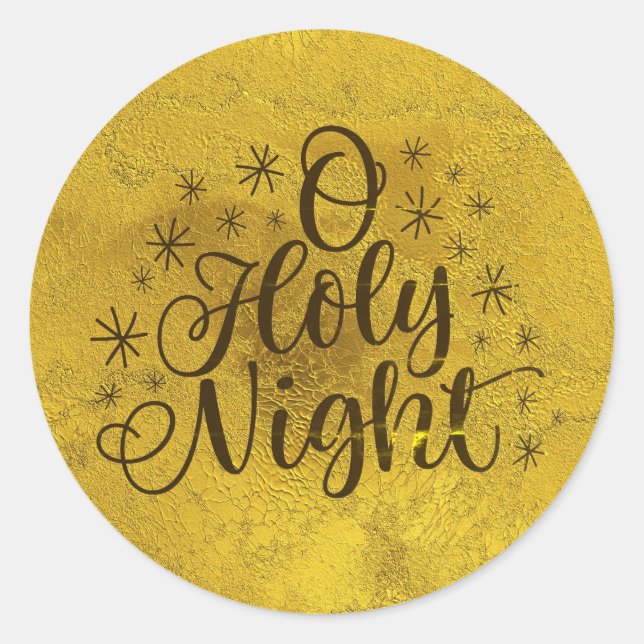 Gold O Holy Night Christmas Classic Round Sticker (Front)