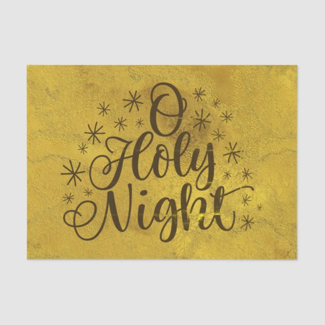 Gold O Holy Night Christmas Tissue Paper (Front)