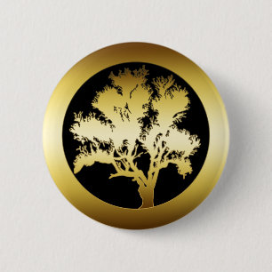 GOLD OAK TREE 6 CM ROUND BADGE