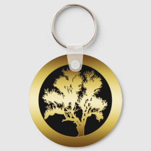 GOLD OAK TREE KEY RING