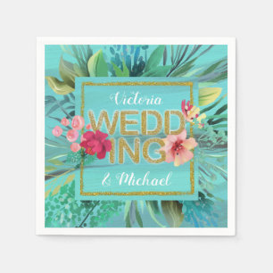 Gold Ocean Breeze floral Tropical Napkins