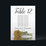 Gold Ochre Rose Wedding Table Seating Chart Large<br><div class="desc">These beautiful table number cards will make it easy for your guests to find their seats at your wedding reception. They feature a simple yet elegant design with script calligraphy lettering and a single long-stemmed gold ochre or mustard yellow coloured rose lying on its side reflecting in water. The card...</div>