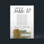 Gold Ochre Rose Wedding Table Seating Chart Large<br><div class="desc">These beautiful table number cards will make it easy for your guests to find their seats at your wedding reception. They feature a simple yet elegant design with script calligraphy lettering and a single long-stemmed gold ochre or mustard yellow coloured rose lying on its side reflecting in water. The card...</div>