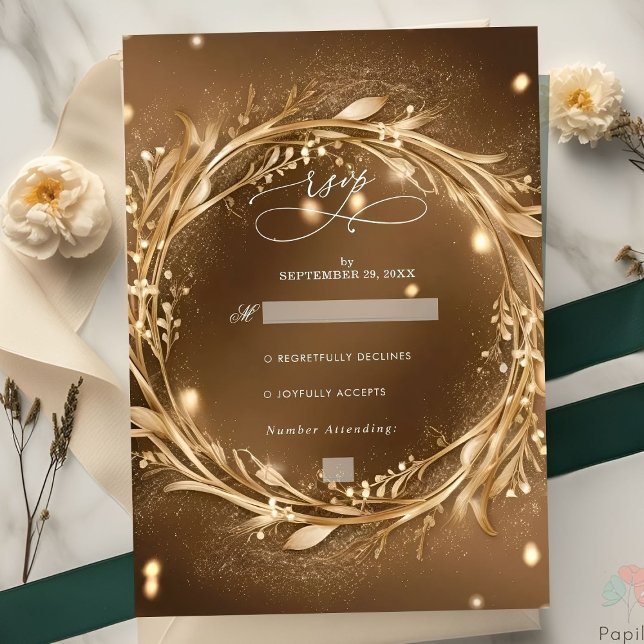 Gold of Love Romantic Glam Wedding RSVP Card (Creator Uploaded)
