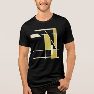 Gold Off-White Geometric Mosaic Abstract MCM Look Tri-Blend Shirt