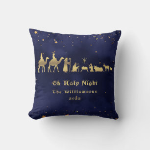 Gold Oh Holy Night Christmas Customised  Cushion