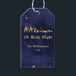 Gold Oh Holy Night Starry Skies Christmas Gift Tags<br><div class="desc">Design features the Classic O Holy Night in a gold snowcapped script against a starry night sky.  Easily Customise name of choice.  Ideal for the Christmas and New Year holidays!</div>