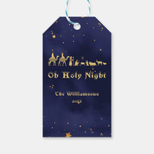 Gold Oh Holy Night Starry Skies Christmas Gift Tags