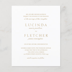 Gold Old Money Elegant Budget Wedding Invitation