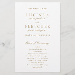 Gold Old Money Elegant Wedding Program
