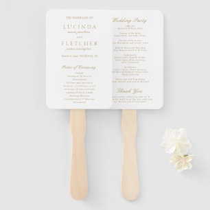 Gold Old Money Elegant Wedding Program Hand Fan