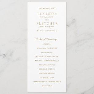 Gold Old Money Elegant Wedding Programme