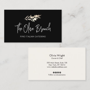 Gold Olive Branch Italian or Greek Catering Chef   Business Card