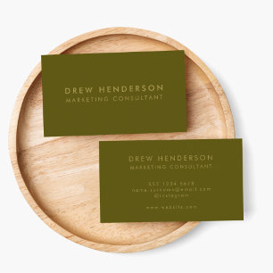 Gold Olive Green   Minimalist Modern Professional Business Card