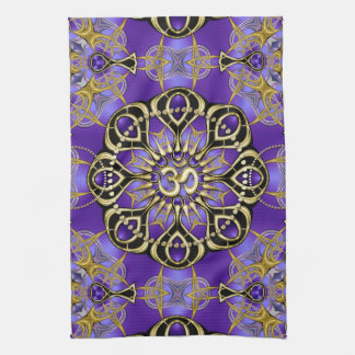 Gold OM Purple Mandala Mindful Home Decor Tea Towel