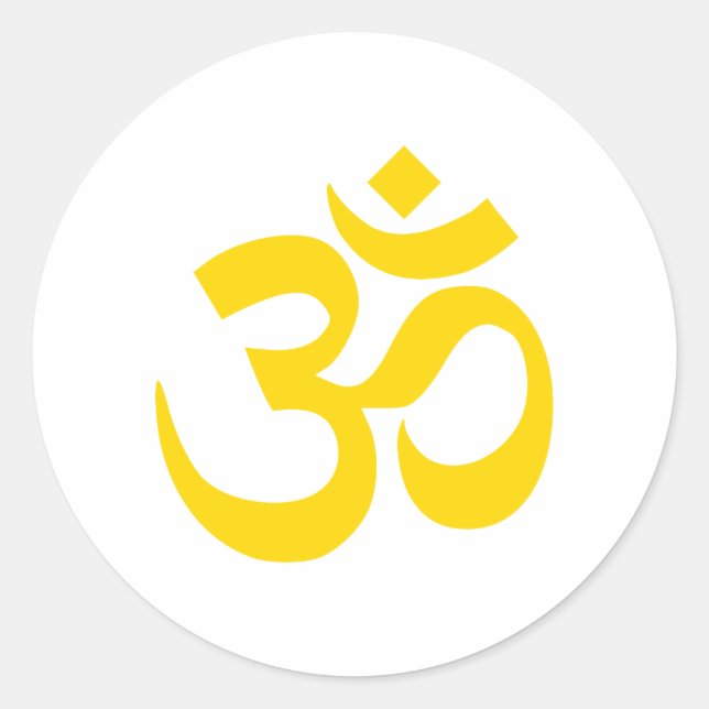 Gold Om Symbol Classic Round Sticker (Front)