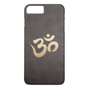 Gold Om Symbol Faux Leather Yoga iPhone 8 Plus/7 Plus Case