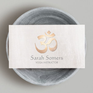 Gold Om Symbol Yoga and Meditation Teacher Business Card