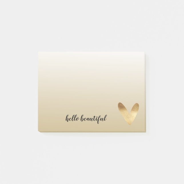 Gold Ombre Heart Post-it Notes (Front)