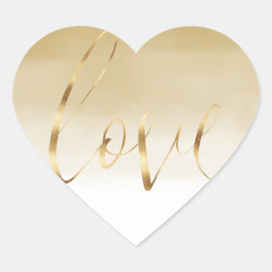 Gold Ombre Love Heart Sticker