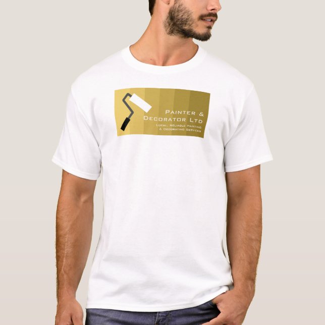 Gold Ombre & Paint Roller, Painter & Decorator T-Shirt (Front)