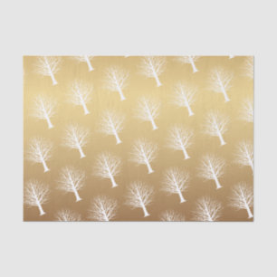 Gold Ombre with White Winter Trees Tissue Paper