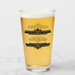 Gold on Black Art Deco Label Glass