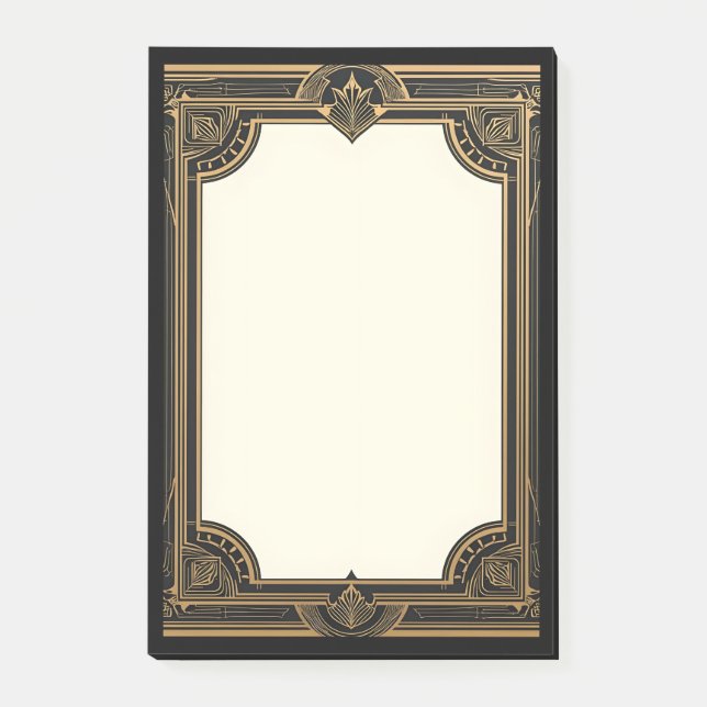 Gold on Black Classic Art Deco Post-it Notes (Front)