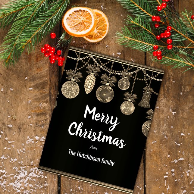 Gold on Black Elegance Christmas Postcard (Gold on Black Elegance Christmas Postcard by the Olde Christmas Shoppe)