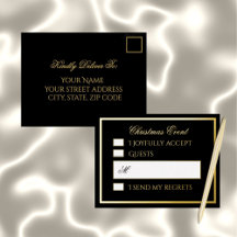 Gold on Black Foil Holiday Response Card
