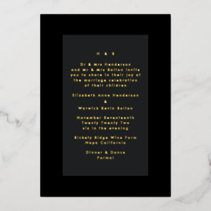 Gold on Black Modern Minimalistic Simple Wedding