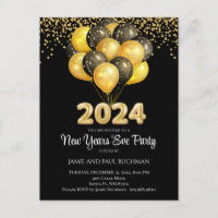 Gold On Black New Years Eve Balloons Party
