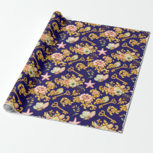 Gold On Blue Acanthus Leaves