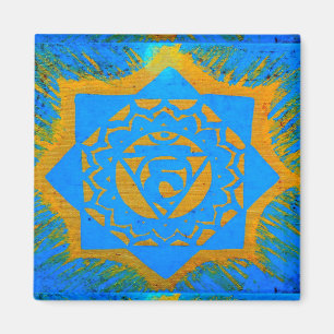 gold on blue tantric symbol magnet