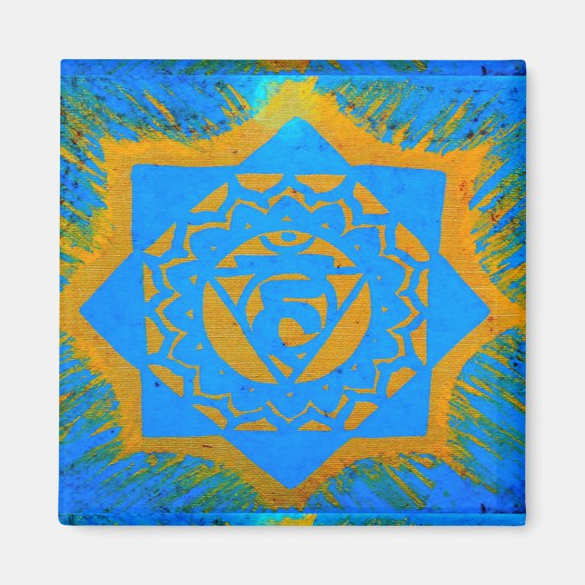 gold on blue tantric symbol magnet (Front)