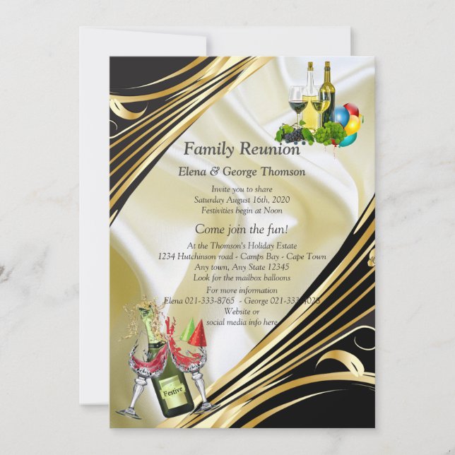 Gold on Champagne Silk Reunion Announcements (Front)