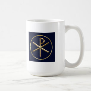 Gold on dark blue Chi-Rho symbol Coffee Mug