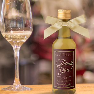 Gold on Deep Red Burgundy Wedding Mini Thank You Wine Label
