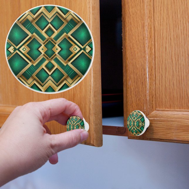 Gold on Emerald Geo Bursts Ceramic Knob (Creator Uploaded)