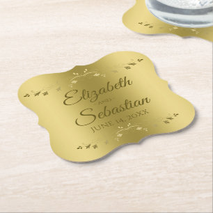 Gold on Gold Elegant Gradient Wedding Reception Paper Coaster