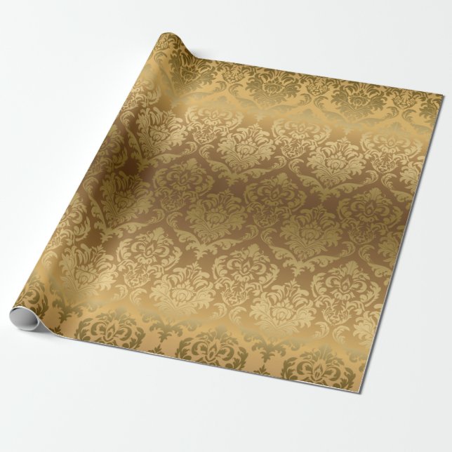 Gold On gold floral damasks pattern Wrapping Paper (Unrolled)