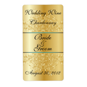Gold on Gold Wedding Wine Label