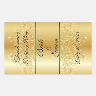 Gold on Gold Wedding Wine Label Sticker