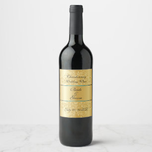 Gold on Gold Wheat Wedding Wine Label