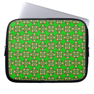 gold on green laptop sleeve