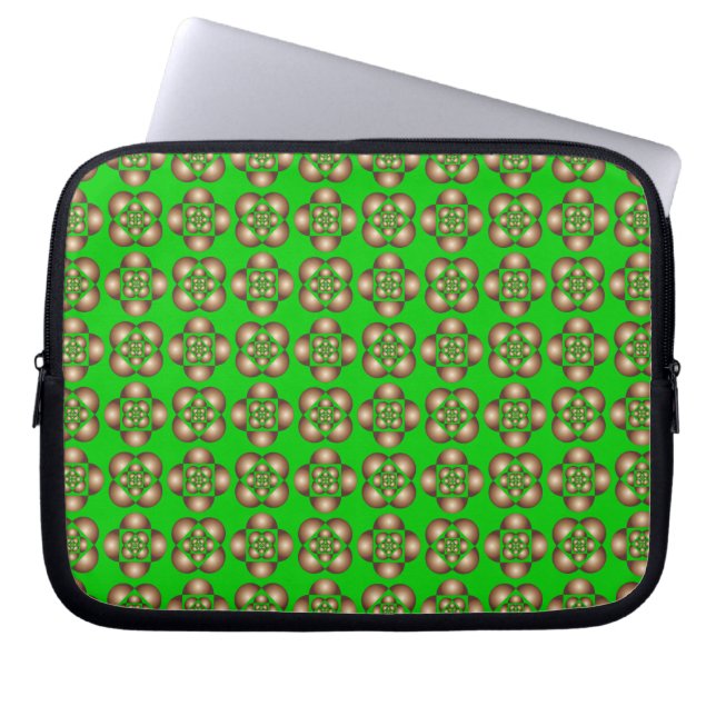gold on green laptop sleeve (Front)